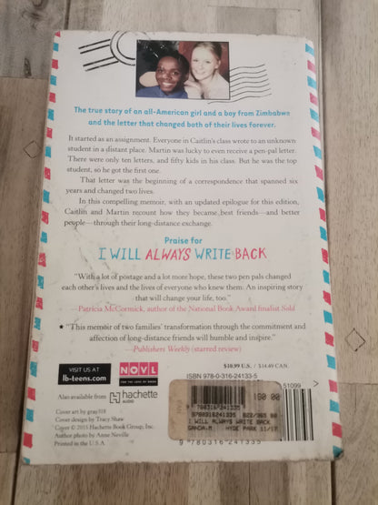I Will Always Write Back by Caitlin Alifirenka & Martin Ganda