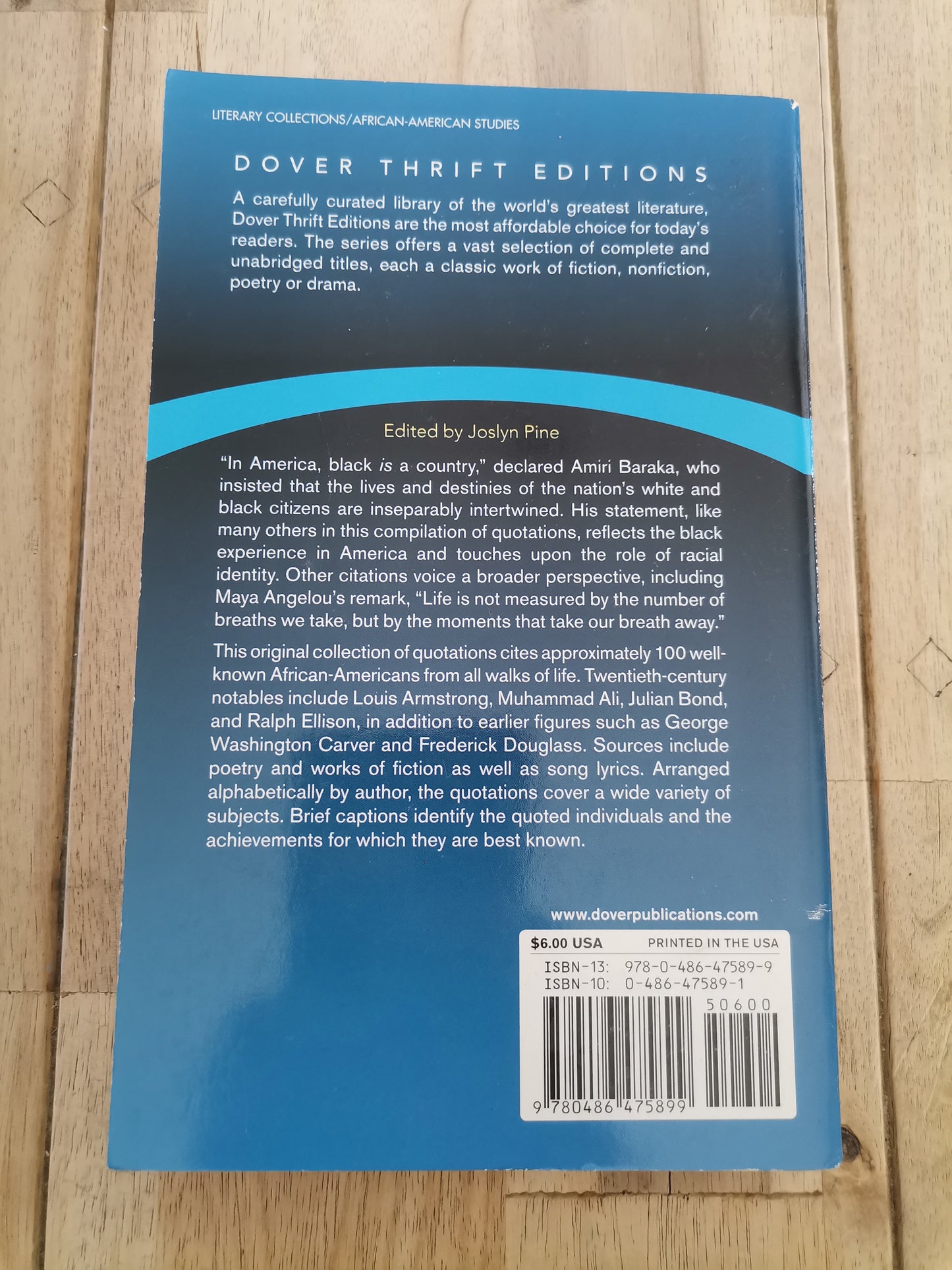 Dover Thrift Editions Book Of African- American Quotations